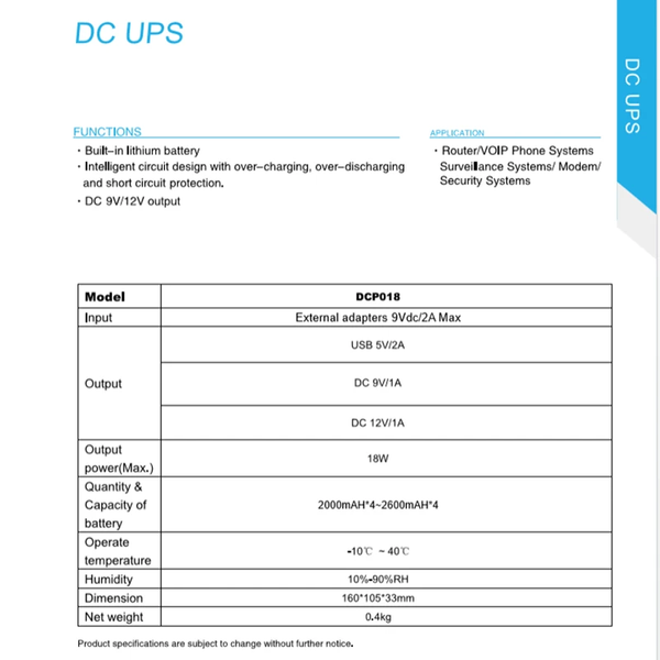 Джерело безперебійного живлення UPS 8800mAh DCP-018W DCP-018W фото